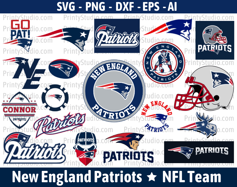 New England Patriots Clipart Bundle, PNG & SVG Cut Files for Cricut / Silhouette