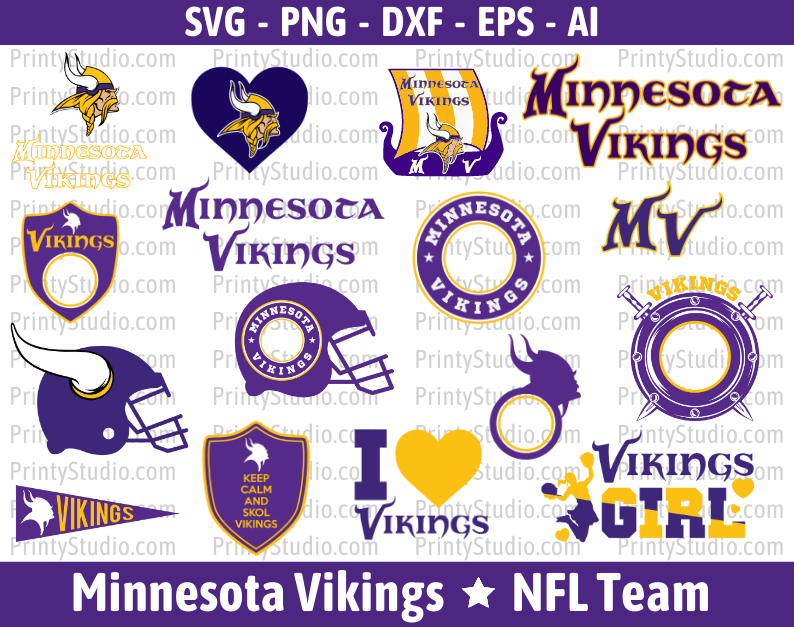 Minnesota Vikings Clipart Bundle, PNG & SVG Cut Files for Cricut / Silhouette
