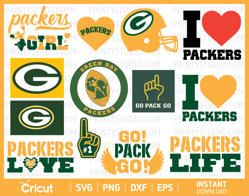 Green Bay Packers Clipart Bundle, PNG & SVG Cut Files for Cricut / Silhouette