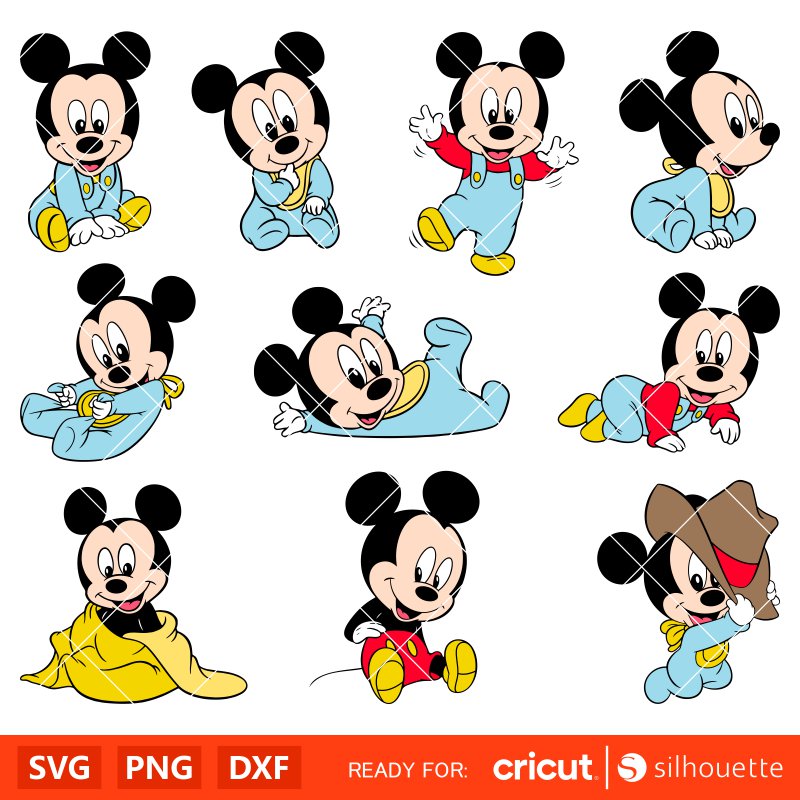 Layered Baby Mickey Svg Bundle, Instant Download, Bundle For Cricut, Silhouette Vector SVG PNG DXF Cut File