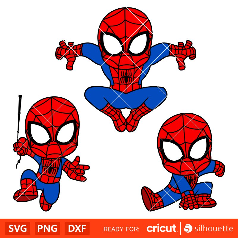 Baby Spiderman Bundle Svg, Cute Spiderman Svg, Spiderman Face Svg, Superhero Svg, Cricut, Silhouette Vector Cut File