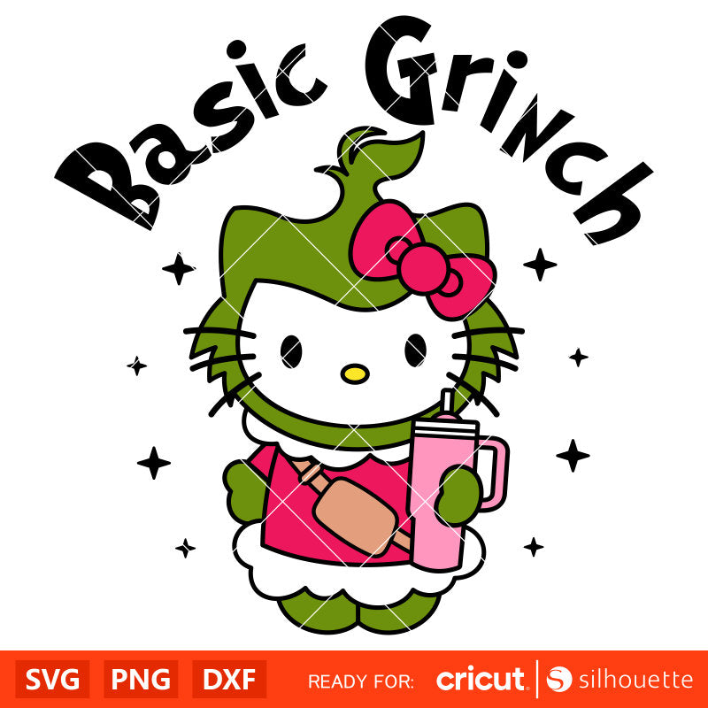 Basic Grinch Hello Kitty Svg, Christmas Svg, Grinchmas Hello Kitty Svg, Kawaii Svg, Cricut, Silhouette Vector Cut File