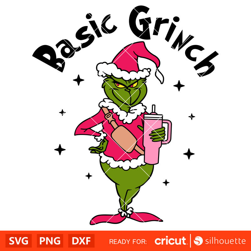 Basic Grinch Stanley Tumbler Inspired Svg, Christmas Svg, Merry Grinchmas Svg, Santa Claus Svg, Cricut, Silhouette Vector Cut File