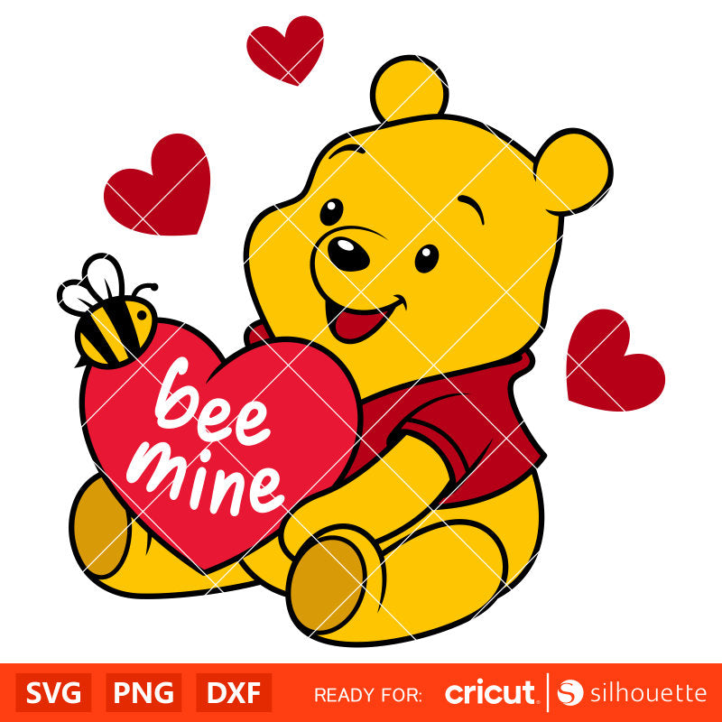 Bee Mine Winnie the Pooh&nbsp;Svg, Love Svg, Valentine’s Day Svg, Disney Svg, Cricut, Silhouette Vector Cut File