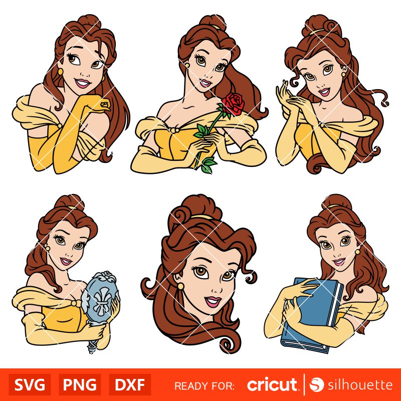 Belle SVG Bundle, Beauty and the Beast Svg, Princess Svg, Disney Svg, Cricut, Silhouette Vector Cut File