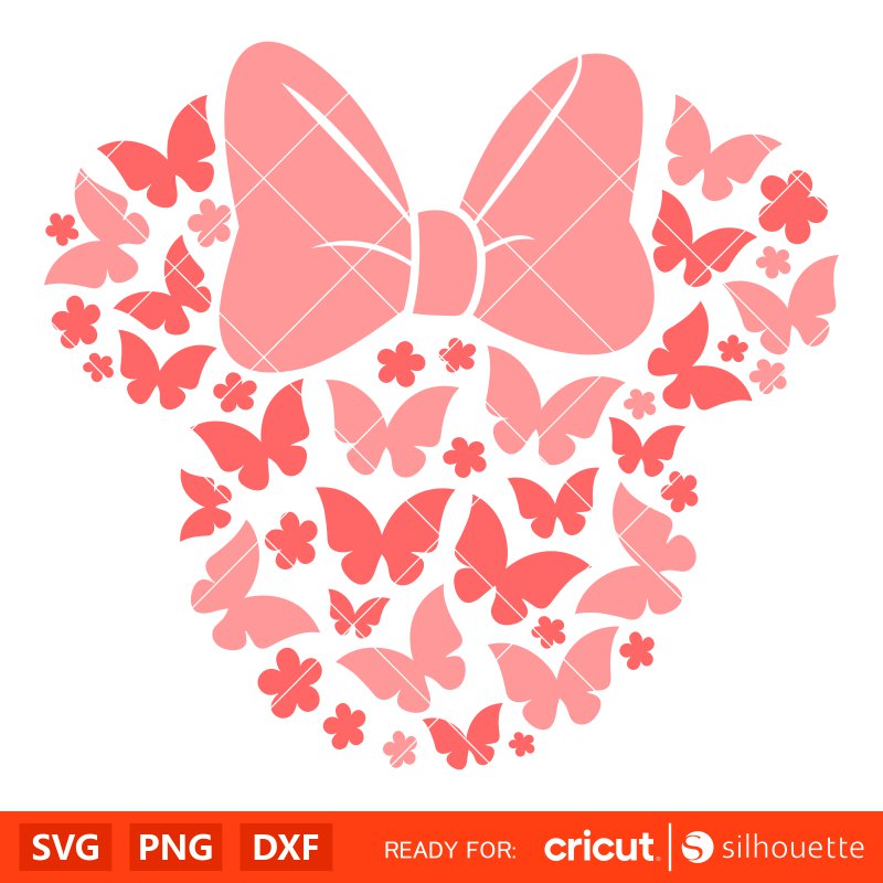 Butterflies Bow Minnie Svg, Butterfly Svg, Spring Svg, Disney Svg, Cricut, Silhouette Vector Cut File