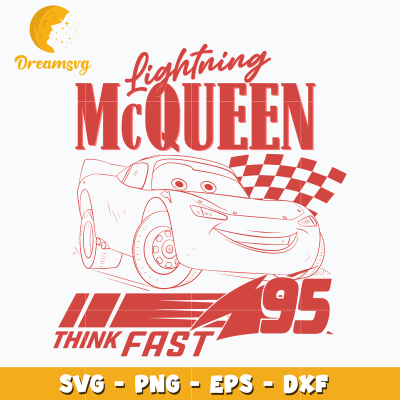 Lightning mcqueen think fast svg