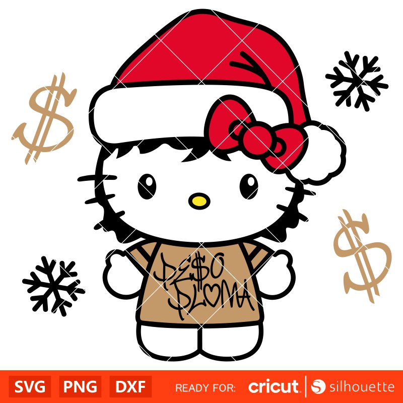 Christmas Hello Kitty Peso Pluma&nbsp;Svg, Christmas Svg, Sanrio Christmas Svg, Kawaii Svg, Cricut, Silhouette Vector Cut File