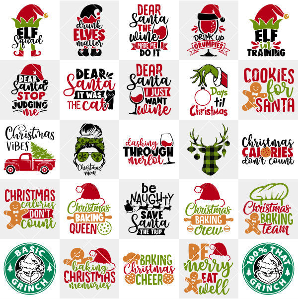 Christmas SVG Bundle, Santa Claus Svg, Merry Christmas Svg, Cricut, Silhouette Vector Cut File