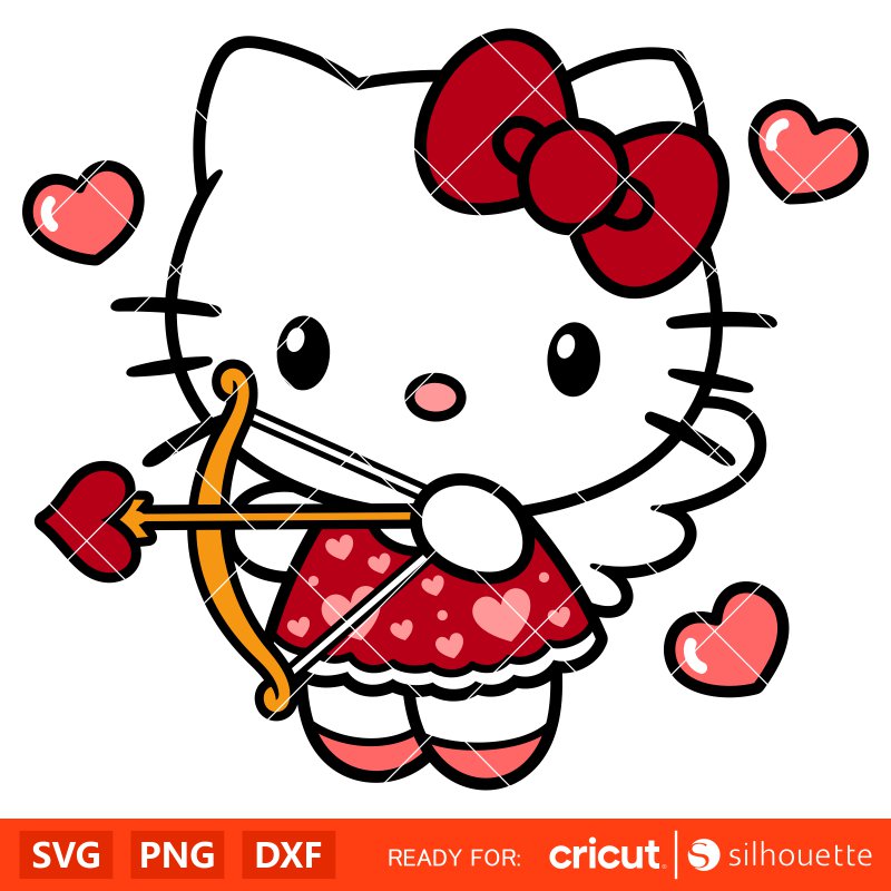 Cupid Hello Kitty Svg, Valentine’s Day Svg, Sanrio Valentine Svg, Kawaii Svg, Cricut, Silhouette Vector Cut File