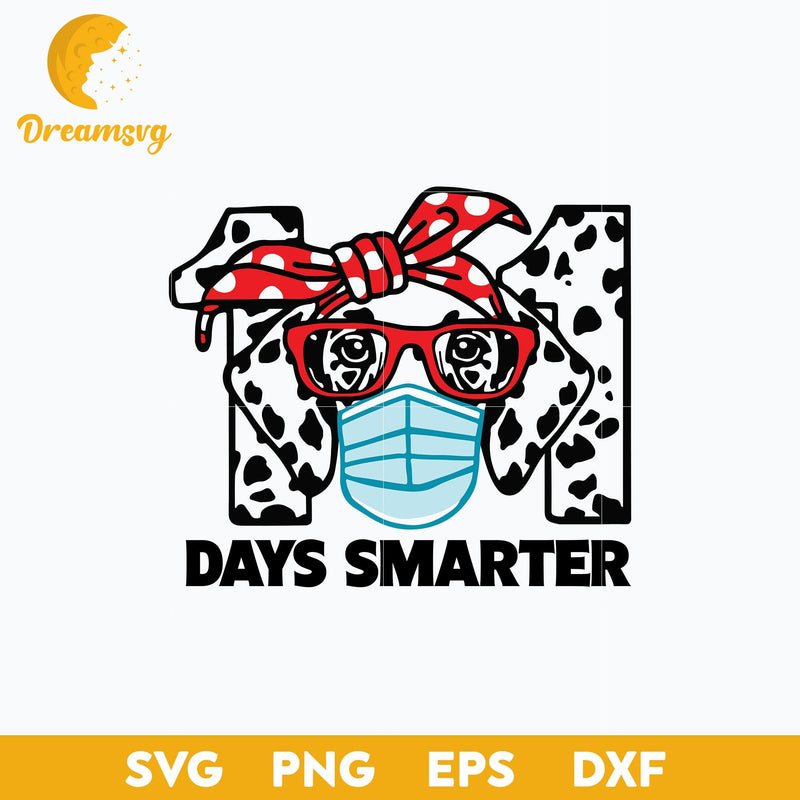 101 Days Smarter Dalmatian Dog Face Mask SVG, Christmas SVG, PNG DXF EPS Digital File.