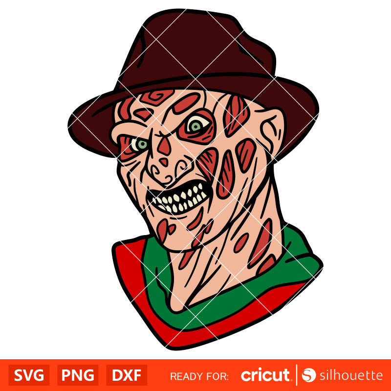 Freddy Krueger Face Svg, Never Sleep Again Svg, Nightmare on Elm Street Svg, Horror Movie Halloween Svg, Cricut, Silhouette Vector Cut File