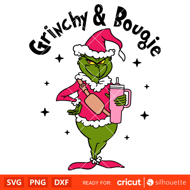 Grinchy &amp; Bougie Svg, Christmas Svg, Merry Grinchmas Svg, Tumbler Grinch Svg, Cricut, Silhouette Vector Cut File