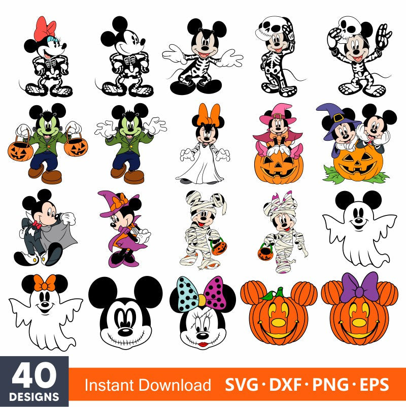 Layered Halloween Mickey Mouse Svg Bundle, Instant Download, Bundle For Cricut, Silhouette Vector SVG PNG DXF Cut File