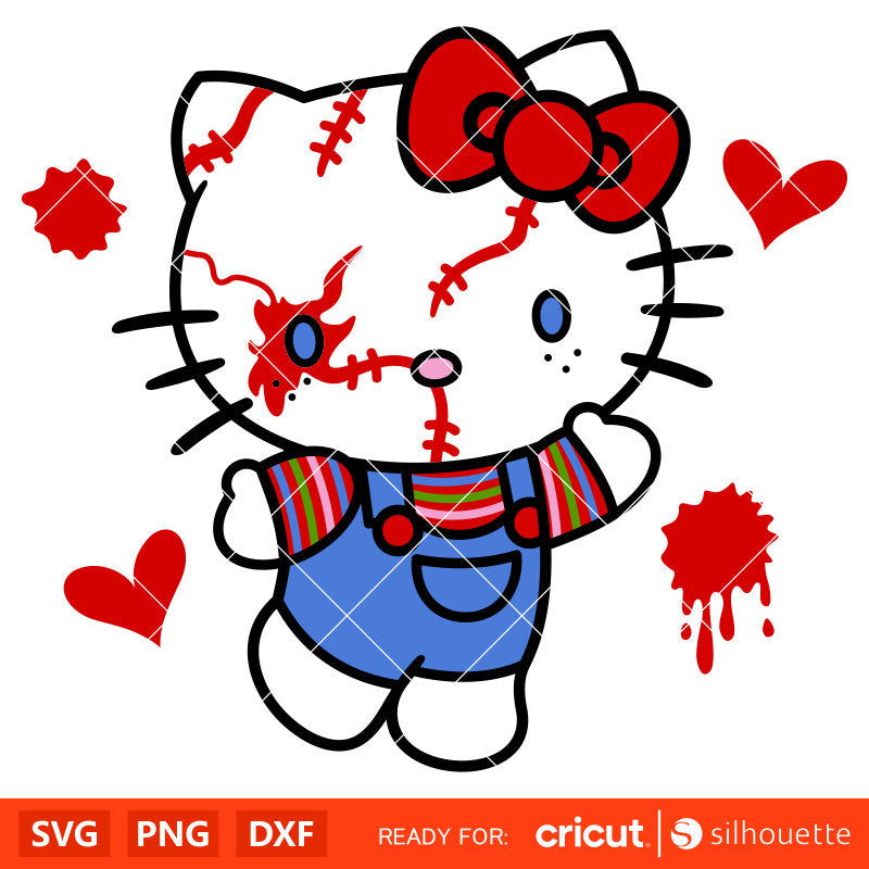 Hello Kitty Chucky Svg, Horror Movie Friends Svg, Halloween Svg, Kawaii Svg, Cricut, Silhouette Vector Cut File
