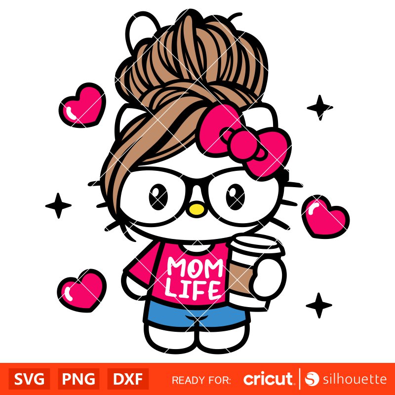 Hello Kitty Mom Life Svg, Mother’s Day Svg, Sanrio Svg, Kawaii Svg, Cricut, Silhouette Vector Cut File