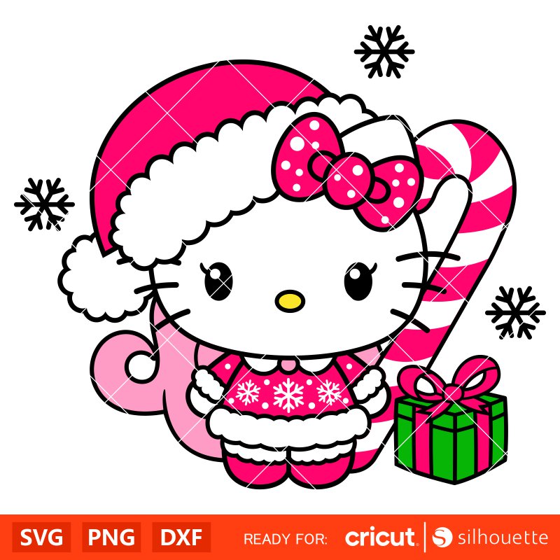 Hello Kitty Pink Santa&nbsp;Svg, Christmas Svg, Sanrio Christmas Svg, Kawaii Svg, Cricut, Silhouette Vector Cut File