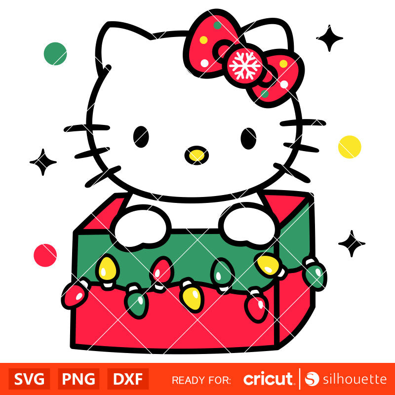 Hello Kitty Present&nbsp;Svg, Christmas Svg, Sanrio Christmas Svg, Kawaii Svg, Cricut, Silhouette Vector Cut File