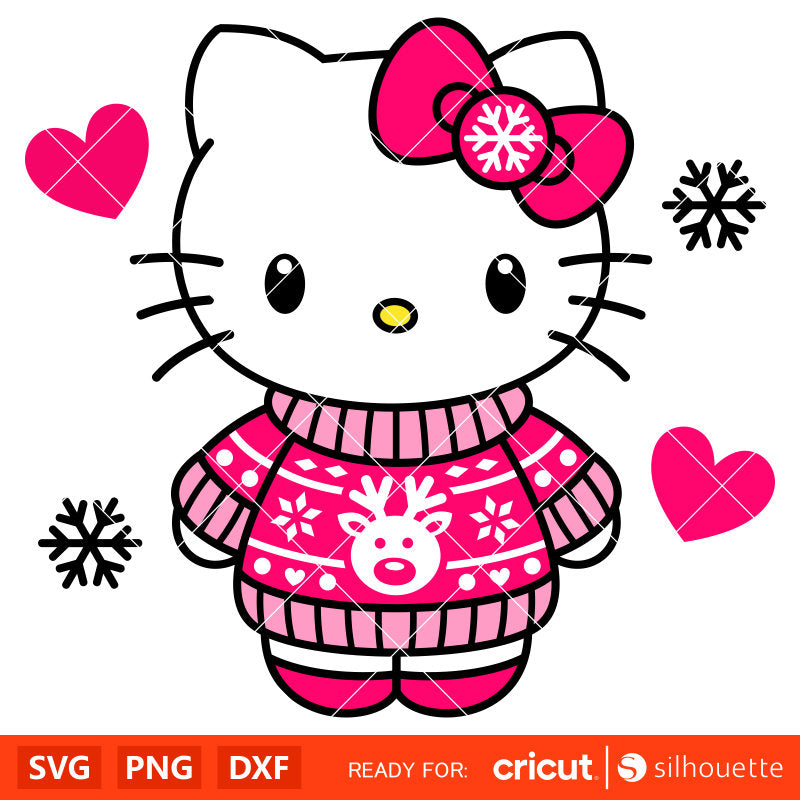 Hello Kitty Ugly Sweater&nbsp;Svg, Christmas Svg, Sanrio Christmas Svg, Kawaii Svg, Cricut, Silhouette Vector Cut File