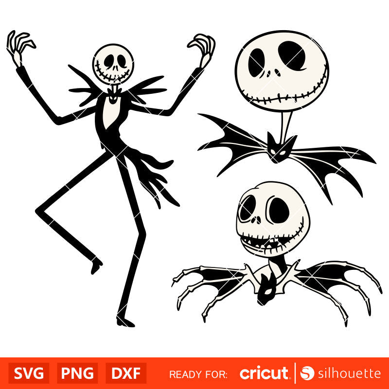 Jack Skellington Bundle Svg, Nightmare Before Christmas Svg, Halloween Svg, Horror Movie Svg, Cricut, Silhouette Vector Cut File