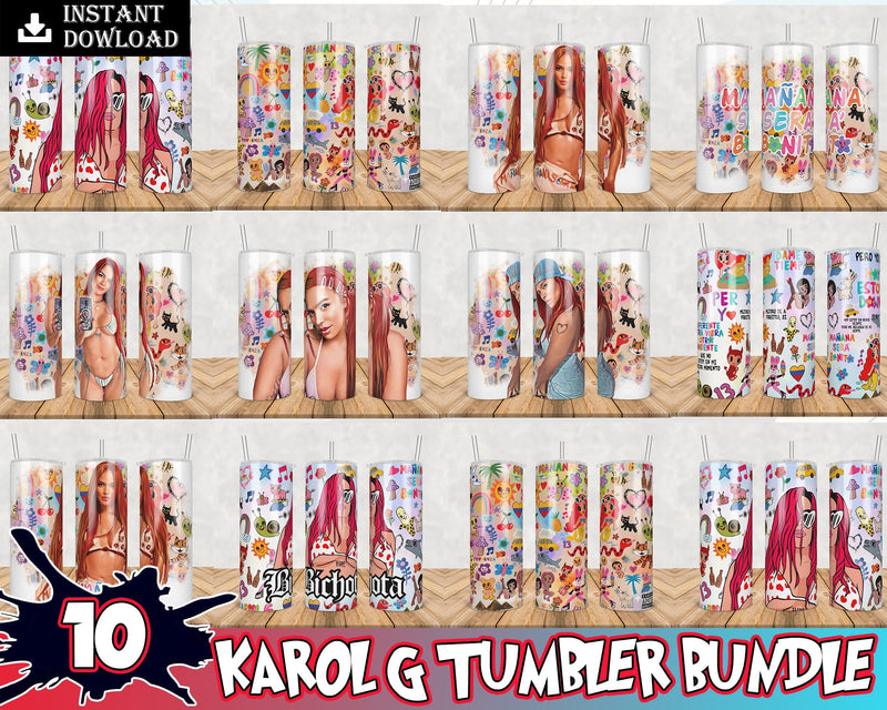 10 Karol New Album 20oz Tumbler Wrap PNG Bundle, Mañana Será Bonito 20oz Bundle, Tumbler Wrap Png
