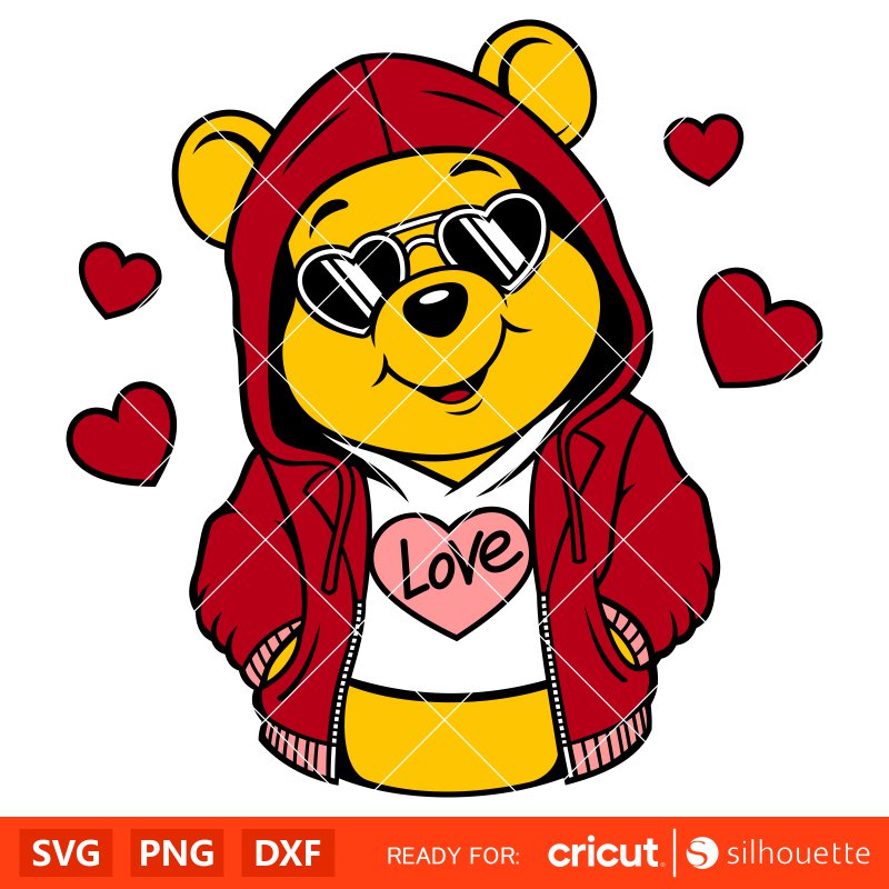 Love Heart Winnie the Pooh Svg, Love Svg, Valentine’s Day Svg, Disney Svg, Cricut, Silhouette Vector Cut File
