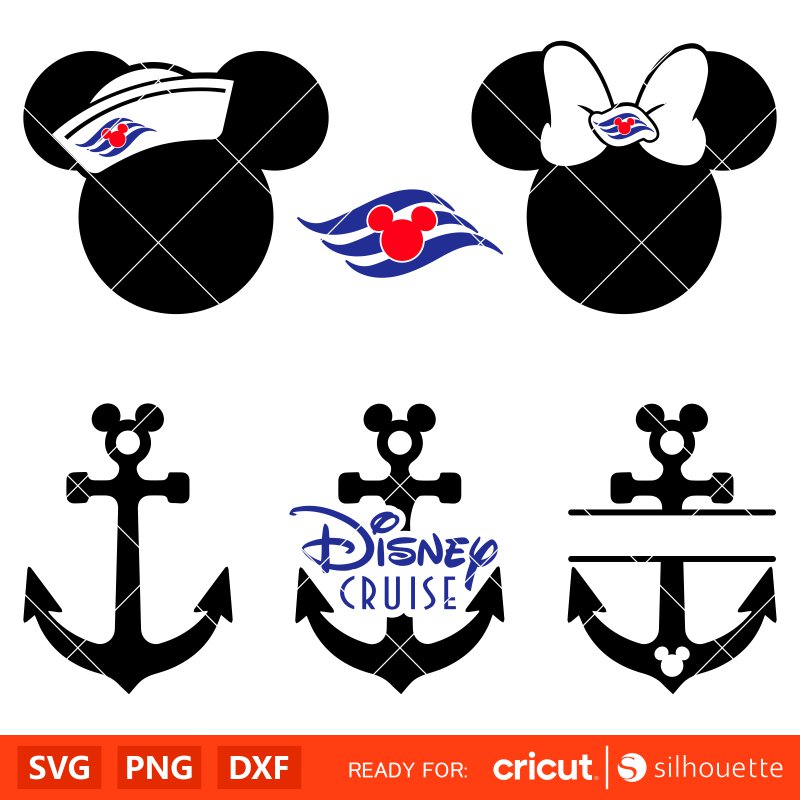 Mickey &amp; Minnie Sailor Bundle Svg, Mickey Cruise Svg, Family Cruise Svg, Disney Svg, Cricut, Silhouette Vector Cut File