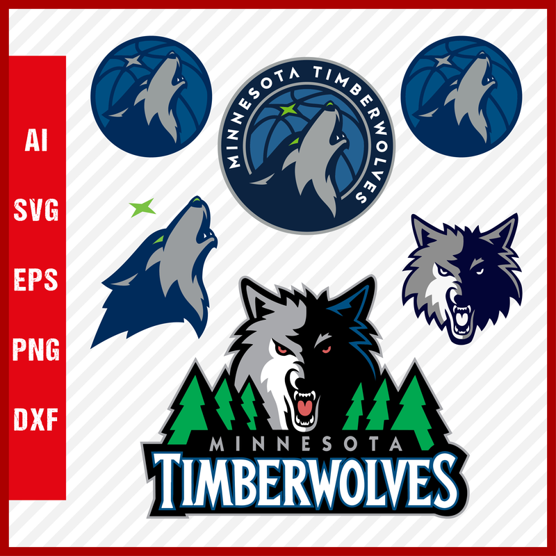 NBA Minnesota Timberwolves Svg Cut Files Basketball Clipart Bundle