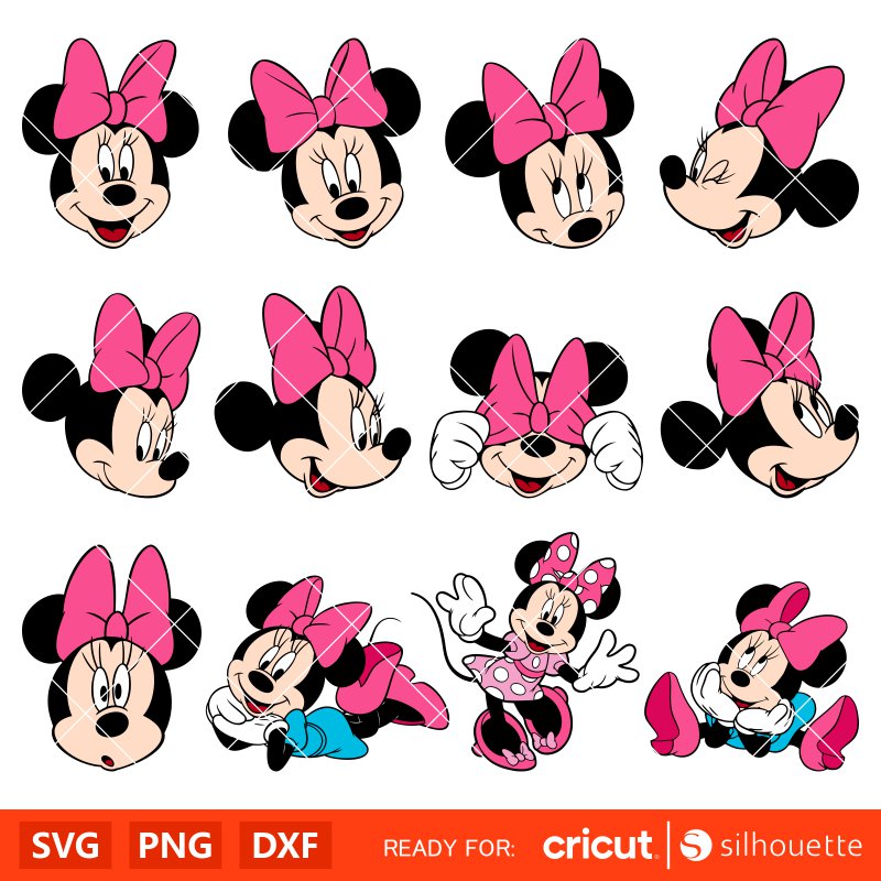 Layered Minnie Mouse Svg Bundle, Instant Download, Bundle For Cricut, Silhouette Vector SVG PNG DXF Cut File