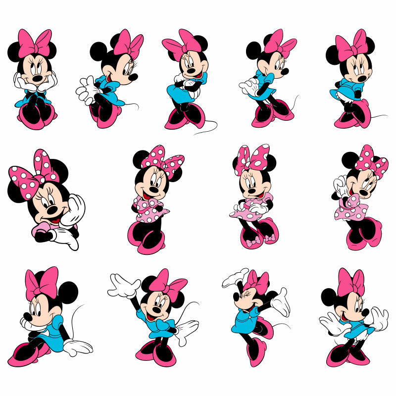 Layered Minnie Mouse Svg Bundle, Instant Download, Bundle For Cricut, Silhouette Vector SVG PNG DXF Cut File