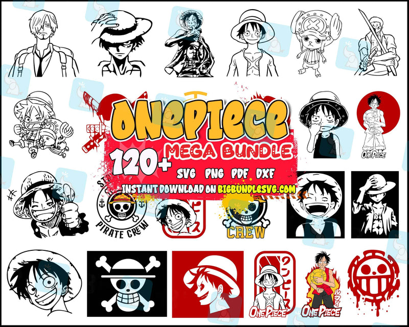 120+ Files MEGA Bundle One Piece SVG, PDF, PNG, DXF - Digital Download