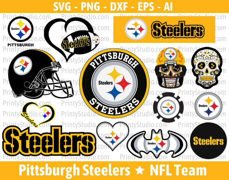 Pittsburgh Steelers Clipart Bundle, PNG & SVG Cut Files for Cricut / Silhouette