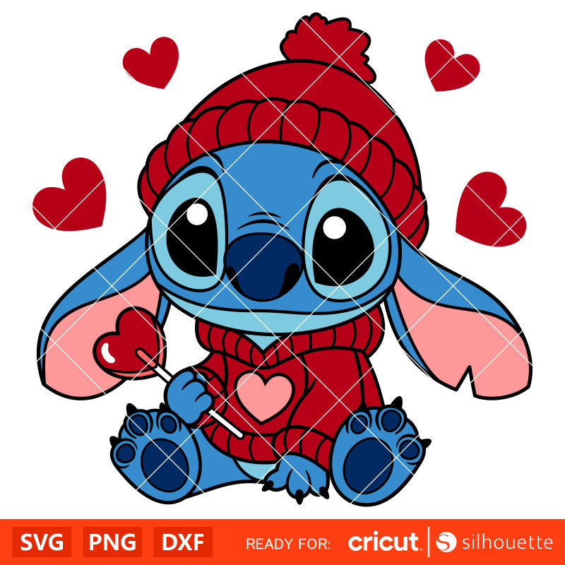 Stitch Valentine Candy Heart&nbsp;Svg, Love Svg, Valentine’s Day Svg, Disney Svg, Cricut, Silhouette Vector Cut File