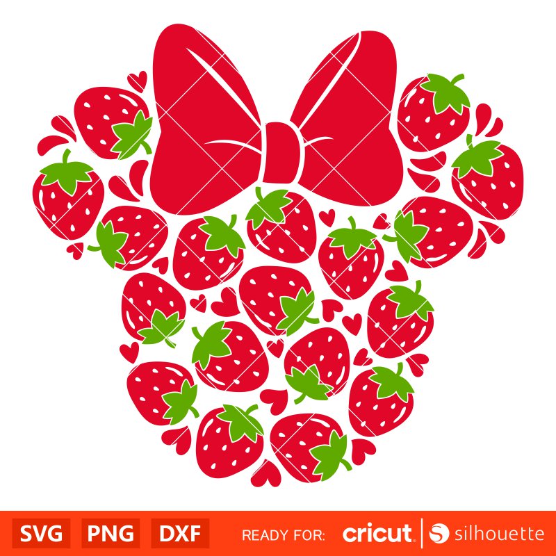 Strawberry Minnie Mouse Svg, Fruits Svg, Summer Svg, Disney Svg, Cricut, Silhouette Vector Cut File