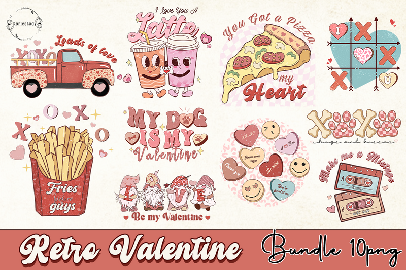 10 Valentine's day, Retro Valentines bundle, Valentine sublimation Design Digital Download VLT15122216