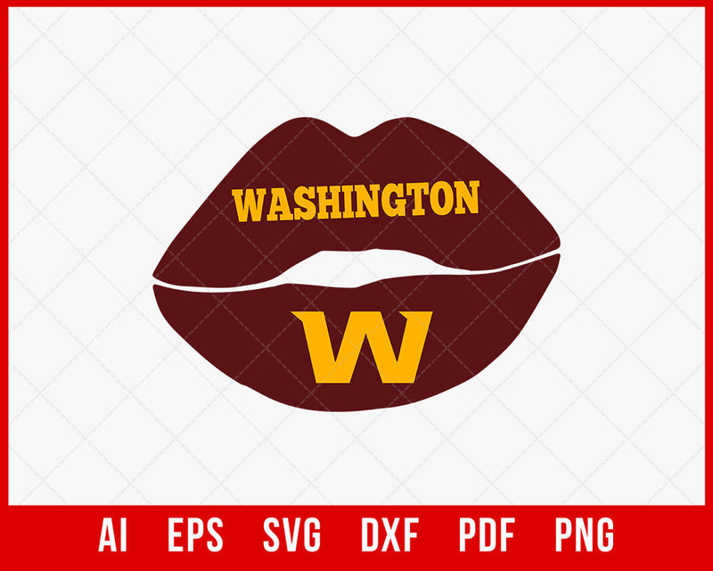 Washington Football Lip Clipart SVG File for Cricut Maker and Silhouette Cameo Digital Download