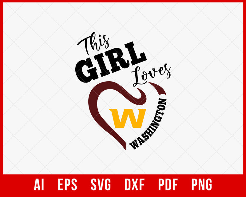 This Girl Loves Washington Football SVG File for Cricut Maker and Silhouette Cameo Digital Download