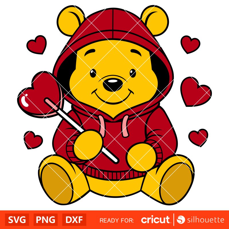 Winnie the Pooh Candy Heart&nbsp;Svg, Love Svg, Valentine’s Day Svg, Disney Svg, Cricut, Silhouette Vector Cut File
