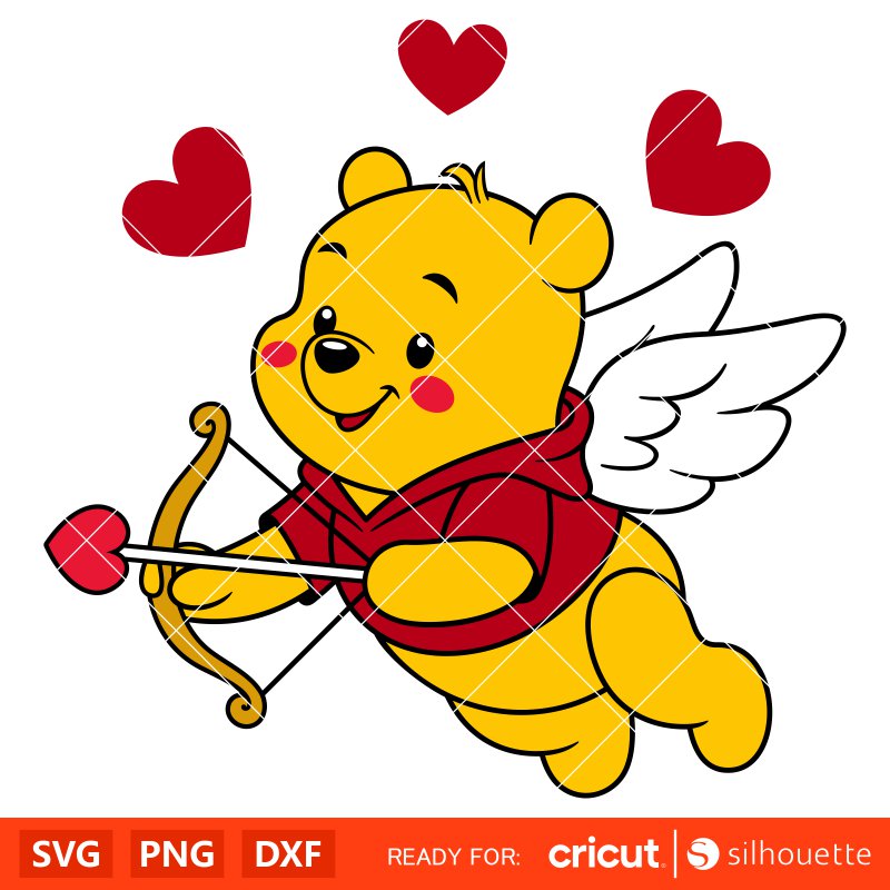 Winnie the Pooh Cupid&nbsp;Svg, Love Svg, Valentine’s Day Svg, Disney Svg, Cricut, Silhouette Vector Cut File