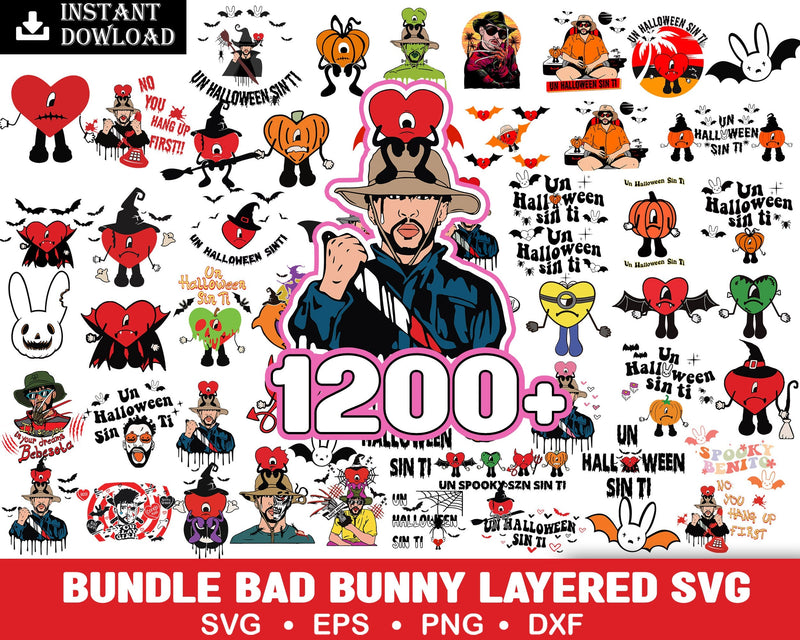 1200+ Bad Bunny Halloween, Bad Bunny Horror SVG, Bad Bunny Png, Halloween Png, Digital horror download.