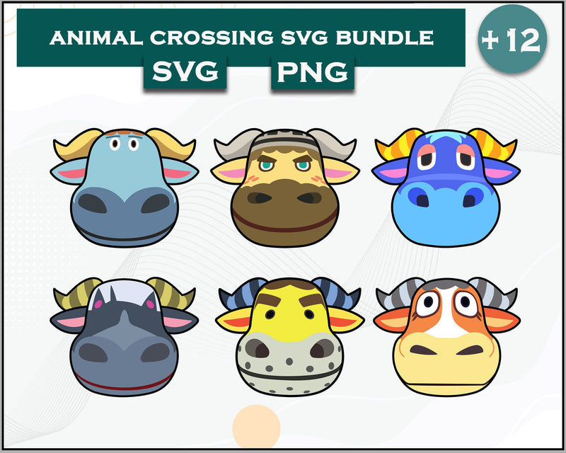 12+ Bull Svg Bundle, Animal Crossing Svg Bundle, Animal Crossing Svg, Cartoon svg, png digital file