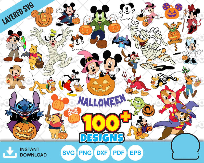 100+ Disney Halloween bundle svg, Horror disney  characters svg, png, eps, dxf, pdf, Digital file