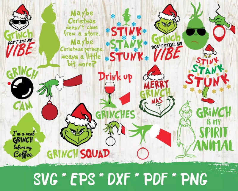 The Grinch Clipart Bundle, PNG & SVG Cut Files for Cricut & Silhouette