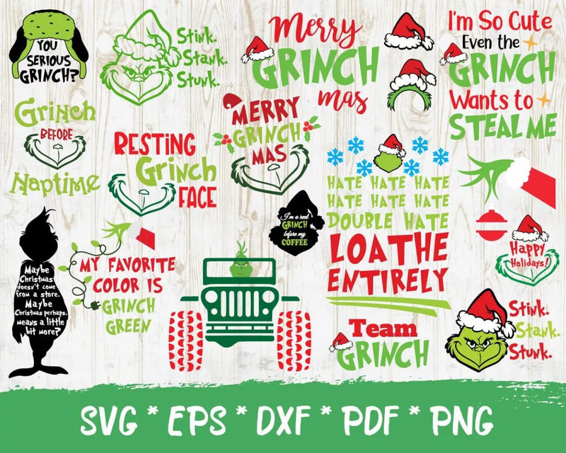 The Grinch Clipart Bundle, PNG & SVG Cut Files for Cricut & Silhouette