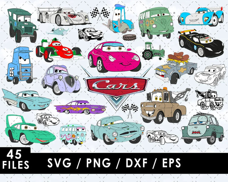 Disney Cars Clipart Bundle, PNG & SVG Cut Files for Cricut & Silhouette