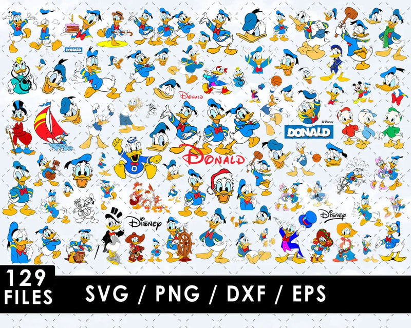 Donald Duck Clipart Bundle, PNG & SVG Cut Files for Cricut & Silhouette