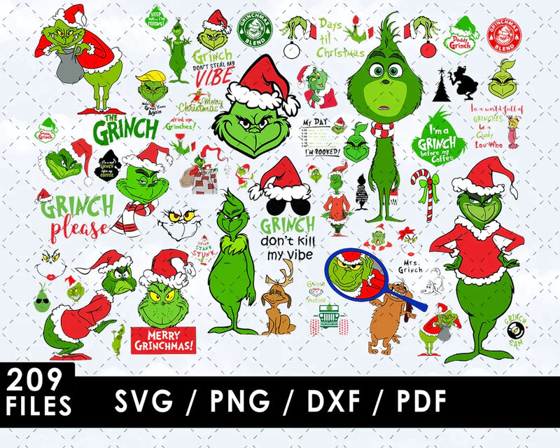 Grinch Clipart Bundle, PNG & SVG Cut Files for Cricut & Silhouette