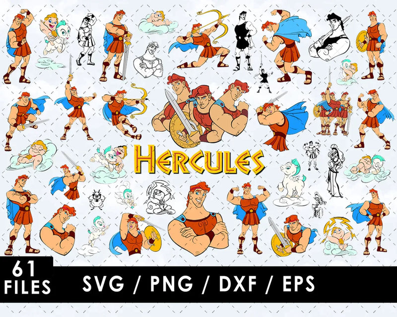 Hercules PNG & SVG Bundle, 61 Files For Cricut & Silhouette