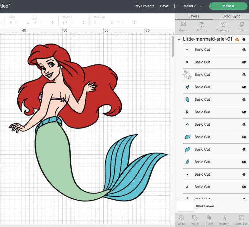 Little Mermaid Ariel PNG & SVG Bundle, 70 Files For Cricut & Silhouette