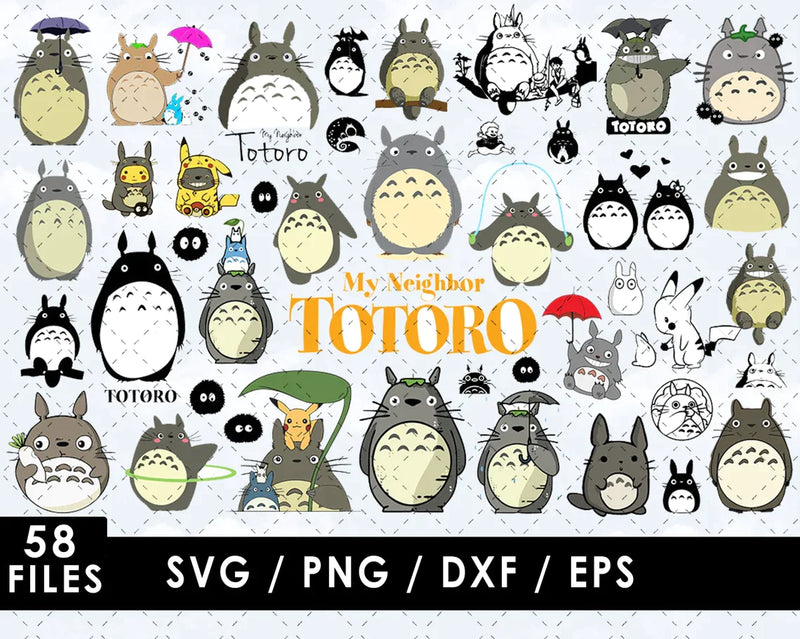 My Neighbor Totoro Clipart Bundle, PNG & SVG Cut Files for Cricut & Silhouette